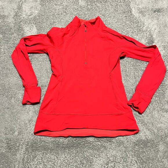 Athleta Shirt Womens Small Whittier Peak Half Zip Jacket Hibiscus Red 510366 - Picture 1 of 9